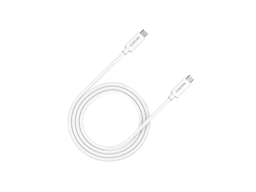 Кабель для зарядки и передачи данных Canyon UC-42 USB 4, Type-C - Type-C, 48В/5A (до 240W), 2м, Белый CNS-USBC42W Кабель для зарядки и передачи данных Canyon UC-42 USB 4, Type-C - Type-C, 48В/5A (до 240W), 2м, Белый CNS-USBC42W