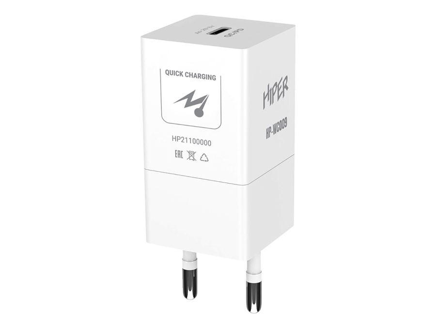 Сетевое зарядное устройство (адаптер питания) HIPER HP-WC009, до 20Вт, USB Type-C, Белый HP-WC009 Сетевое зарядное устройство (адаптер питания) HIPER HP-WC009, до 20Вт, USB Type-C, Белый HP-WC009