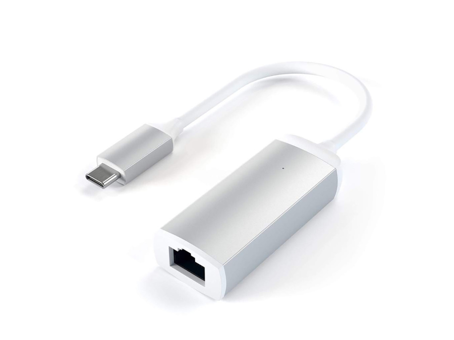 Переходник (Сетевой адаптер) Satechi Type-C to RJ-45, 10/100/1000Mbps Ethernet (1Gb), Серебристый ST-TCENS