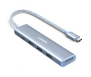 USB-хаб UGREEN CM478 USB Type-C (3xUSB 3.0 Type-A, USB Type-C, HDMI) до 100 Вт, Голубой Док-станция 35581